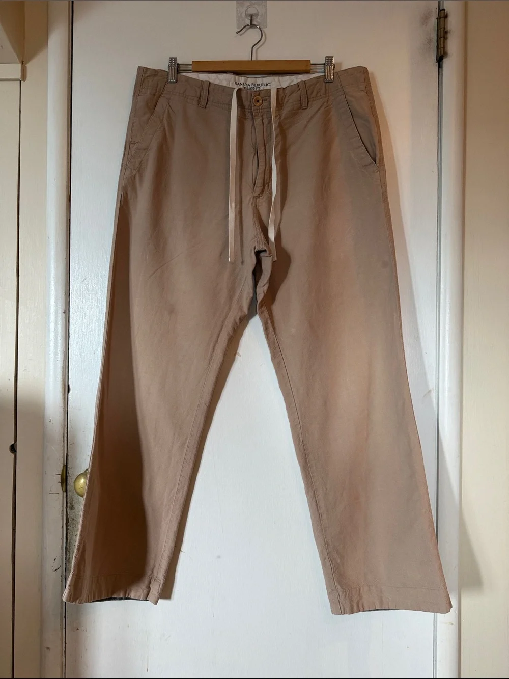 Banana Republic Pants Beige Cotton Linen Drawstring Pants | Men's 35W x 32L